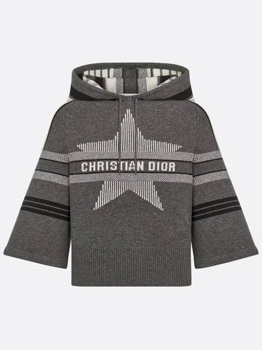 DiorAlps 3 4 Sleeve Hooded Sweater Gray Wool Cashmere - DIOR - BALAAN 1