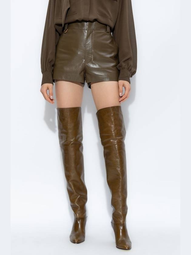 Chloé Leather Shorts, Women's, Green - CHLOE - BALAAN 3