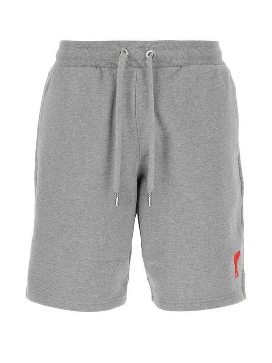 Small Heart Logo Drawstring Shorts Grey - AMI - BALAAN 1