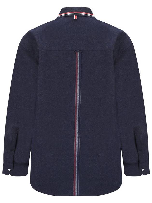 Oversized L/S Shirt W/Knit Collar In Engineered Rwb Stripe Cotton Flannel - THOM BROWNE - BALAAN 8