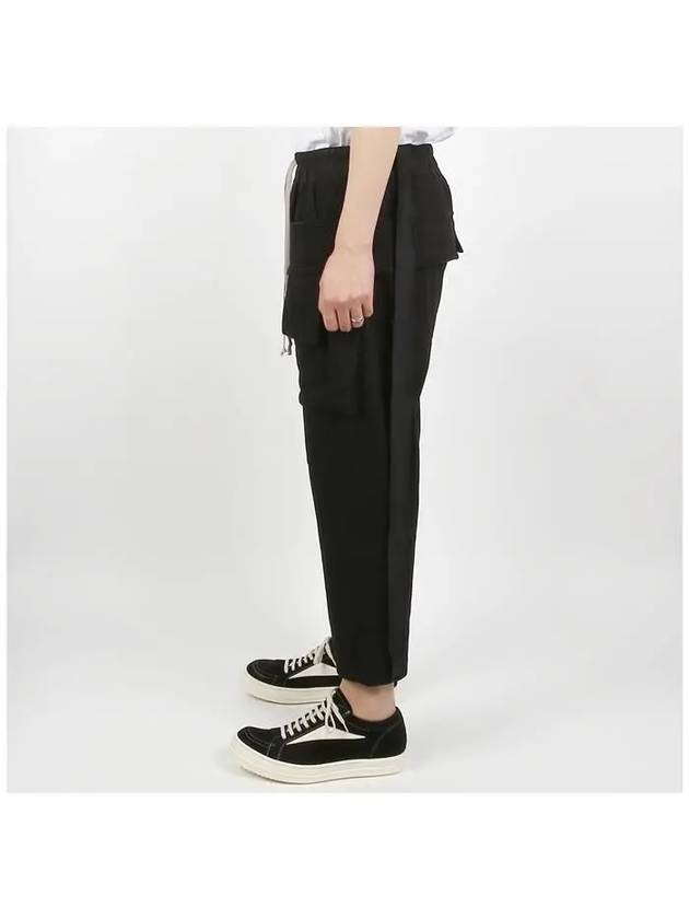 Drawstring Drop Crotch Cotton Straight Pants Black - RICK OWENS - BALAAN 4