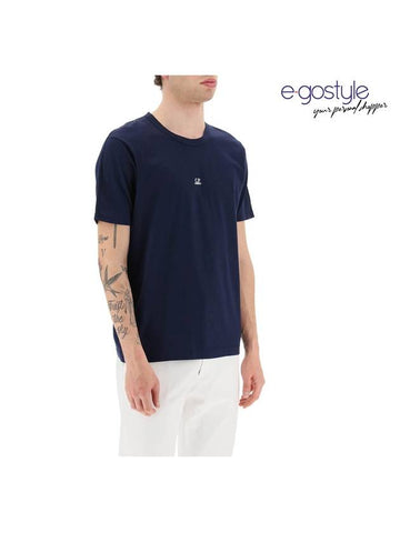 Logo Print Short Sleeve T-Shirt Navy - CP COMPANY - BALAAN 1