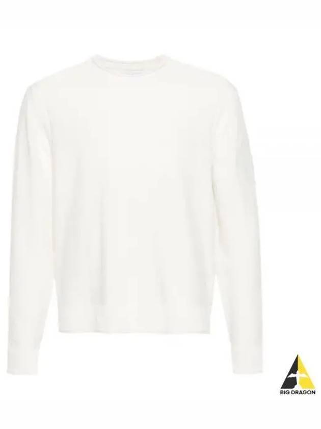 Compass Embroidered Crew Neck Organic Cotton Knit Top White - STONE ISLAND - BALAAN 2