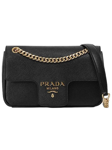 Saffiano Chain Cross Bag Black - PRADA - BALAAN 1