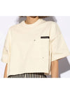 Croptop Cotton Short Sleeve T-Shirt Ivory - BOTTEGA VENETA - BALAAN 2