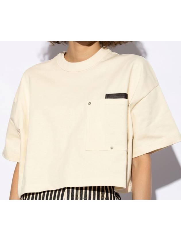 Croptop Cotton Short Sleeve T-Shirt Ivory - BOTTEGA VENETA - BALAAN 2