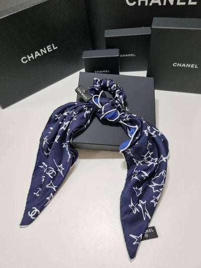 CC Logo Star Silk Scarf Scrunchie Blue - CHANEL - BALAAN 2