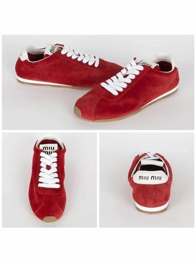 Plum Suede Low Top Sneakers Scarlet - MIU MIU - BALAAN 3