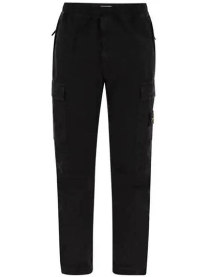 Stretch Cotton Cargo Straight Pants Black - STONE ISLAND - BALAAN 2