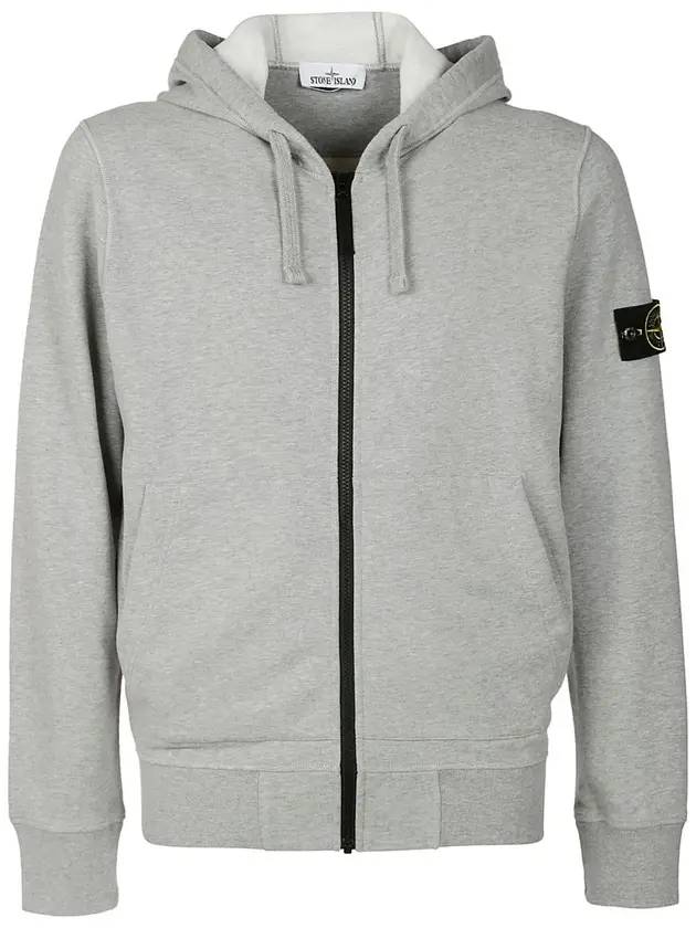 Wappen Patch Cotton Zip Up Hoodie Grey - STONE ISLAND - BALAAN 1