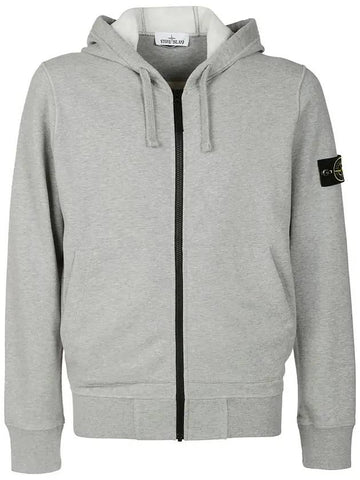 Wappen Patch Cotton Zip Up Hoodie Grey - STONE ISLAND - BALAAN 1