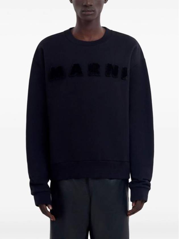 Fur Effect Logo Cotton Sweatshirt Black - MARNI - BALAAN 6