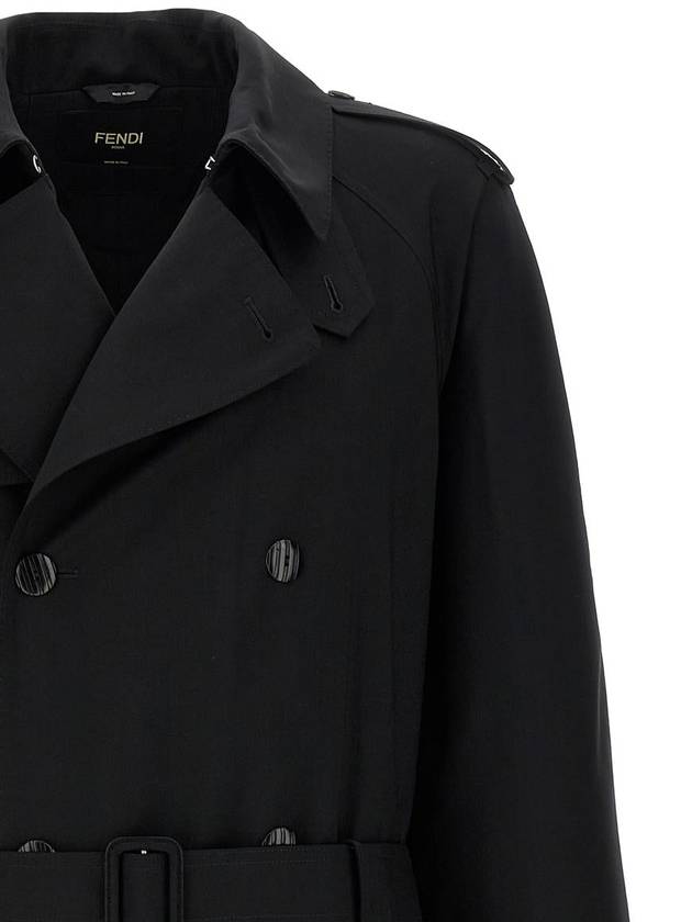 Fendi Wool Trench Coat - FENDI - BALAAN 3