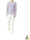 Minquiers Modern Stripe Long Sleeve T-Shirt Ecru Violet - SAINT JAMES - BALAAN 2