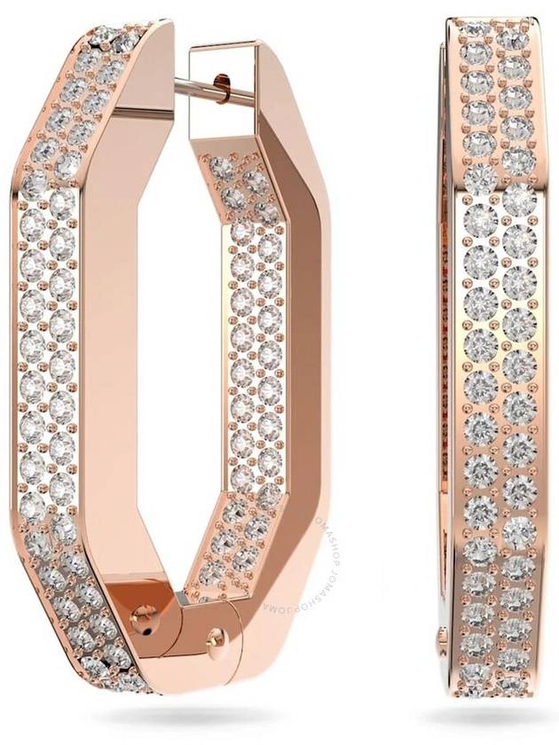 Swarovski Dextera Rose Gold-Tone  Octagon Shape Hoop Earrings - SWAROVSKI - BALAAN 1