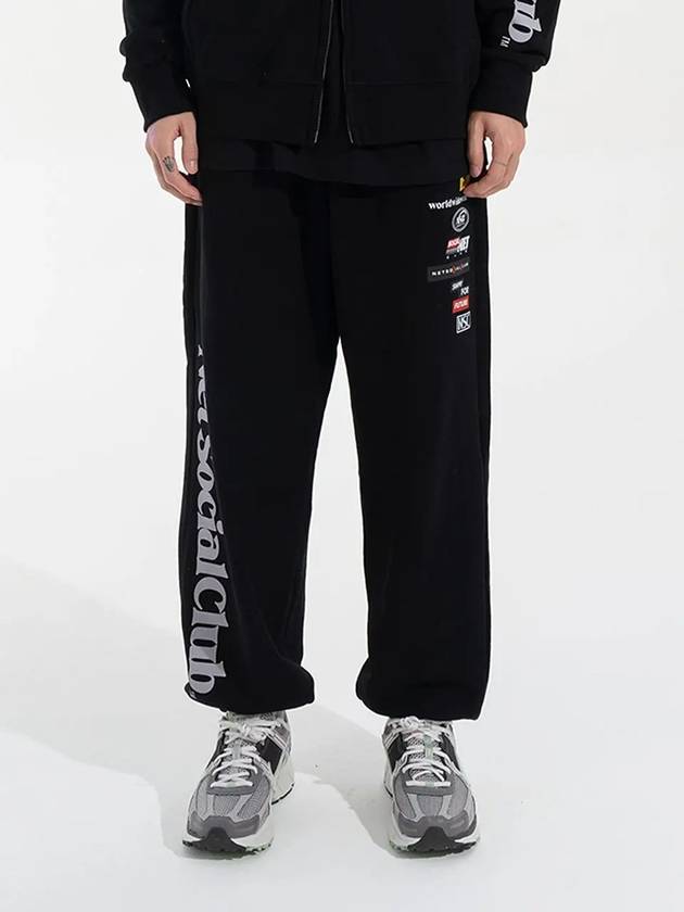 TELECOM LOGOS PANTS BLACK - NET SOCIAL CLUB - BALAAN 3