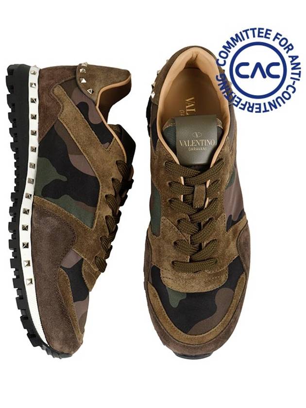 Camouflage Rockstud Low Top Sneakers Green - VALENTINO - BALAAN 4