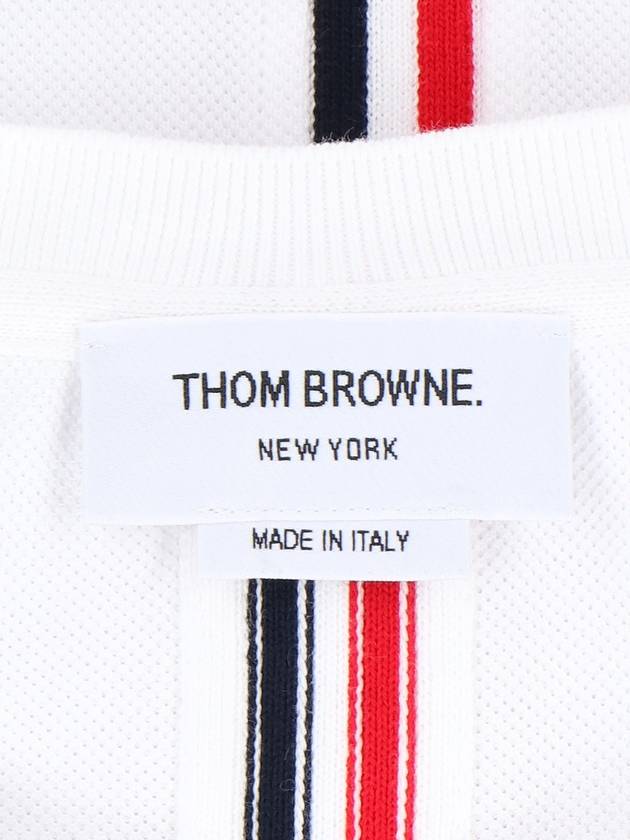 Men's Center Back Striped Short Sleeve T-Shirt White - THOM BROWNE - BALAAN 6