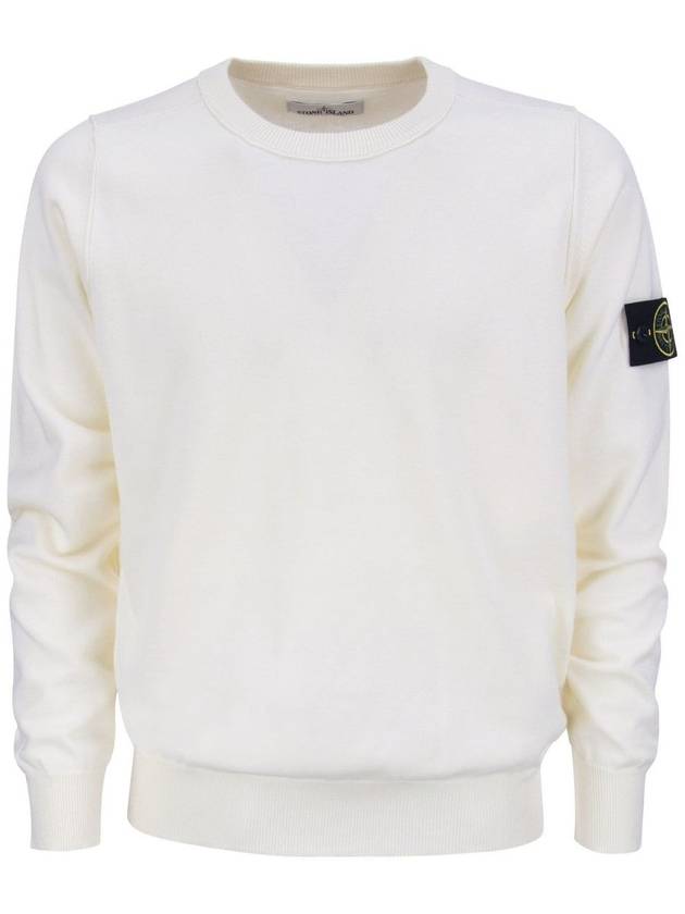 Crewneck Soft Cotton Knit Top White - STONE ISLAND - BALAAN 2