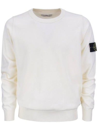 Crewneck Soft Cotton Knit Top White - STONE ISLAND - BALAAN 2