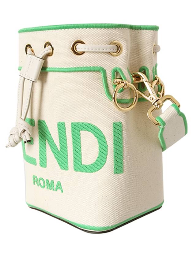 Roma Mon Treso Mini Canvas Bucket Bag Green - FENDI - BALAAN 4