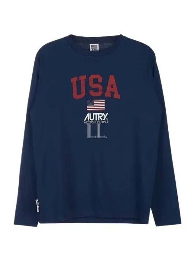 Logo Long Sleeve T-Shirt Navy - AUTRY - BALAAN 2