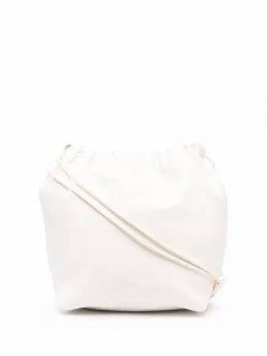 Logo Drawstring Small Leather Bucket Bag White - JIL SANDER - BALAAN 2