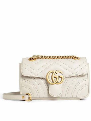 GG Marmont Mini Shoulder Bag Light Grey - GUCCI - BALAAN 1