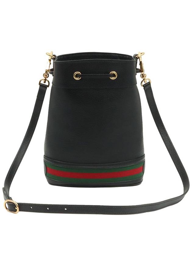 Black Leather WEB Stripe Ophidia Small Bucket 2WAY - GUCCI - BALAAN 3