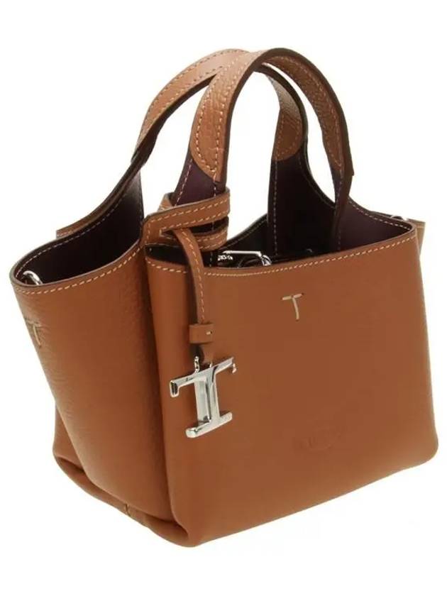 Micro Leather Tote Bag Brown - TOD'S - BALAAN 3