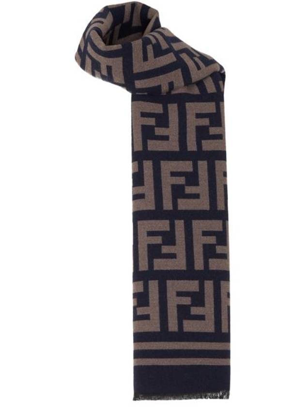 FF motif silk wool muffler brown black - FENDI - BALAAN 1