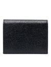 Pebble Grained Leather Double Card Wallet Black - THOM BROWNE - BALAAN 4