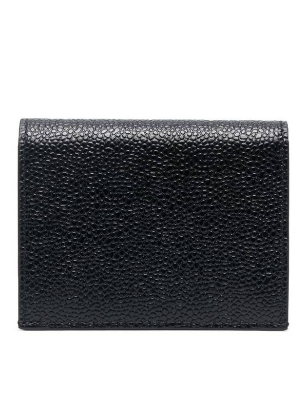 Pebble Grained Leather Double Card Wallet Black - THOM BROWNE - BALAAN 4