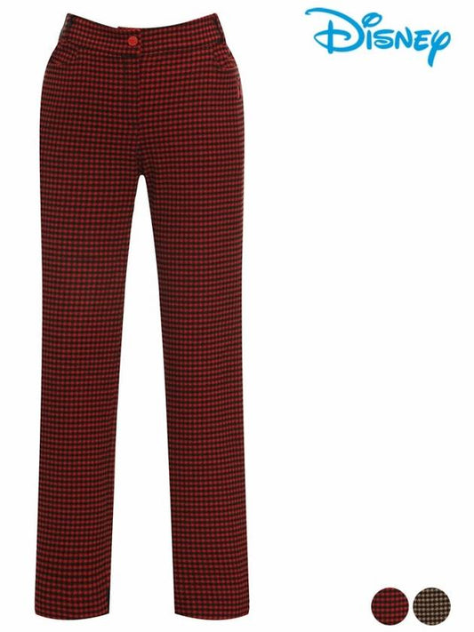 Women s check pattern hem back banding straight fit long pants DO3LPA008 - DISNEY GOLF - BALAAN 1