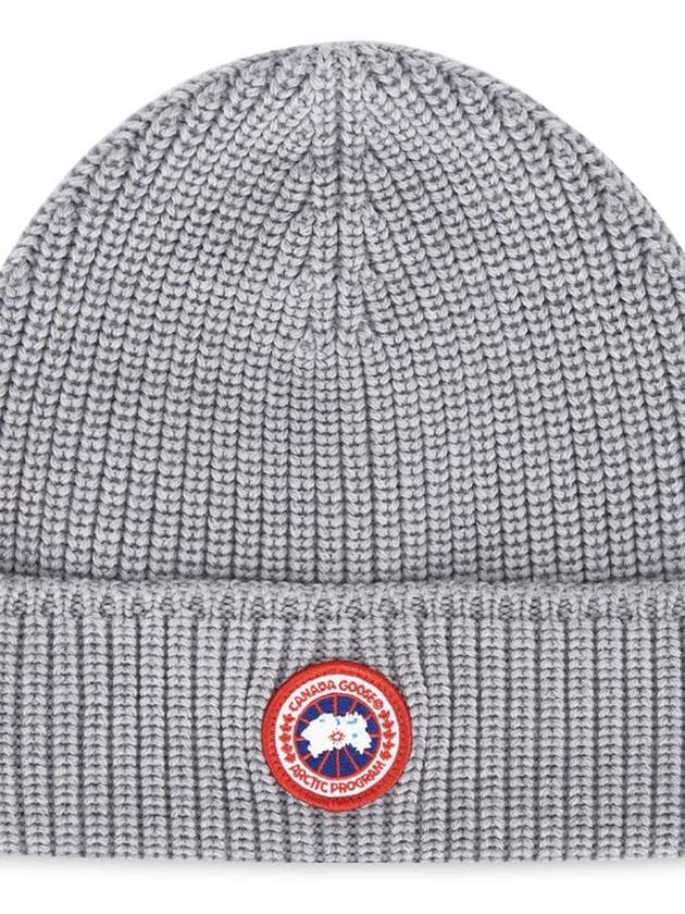 Logo Arctic Disc Rib Beanie Heather Grey - CANADA GOOSE - BALAAN 4