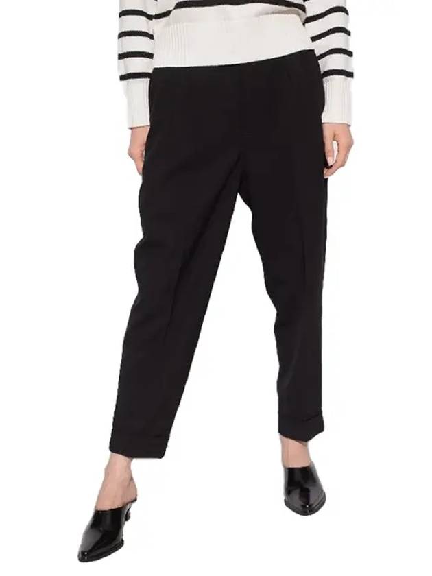 Gabardine Wool Loose Fit Wide Pants Black - AMI - BALAAN 3