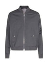 Diagonal Striped Knit Rib Blouson Bomber Jacket Dark Grey - THOM BROWNE - BALAAN 2