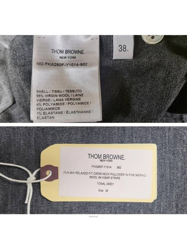 Women's Fun Mix 4 Bar Crew Neck Knit Top Grey - THOM BROWNE - BALAAN 7