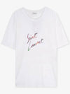 Men's Animal Pattern Logo Short Sleeve T-Shirt White - SAINT LAURENT - BALAAN 3