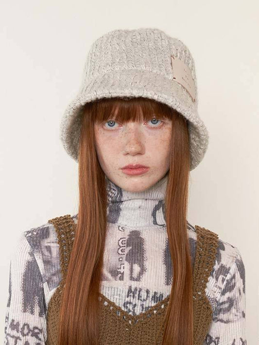 Tricot Bucket Hat Snow Grey - BROWN HAT - BALAAN 1