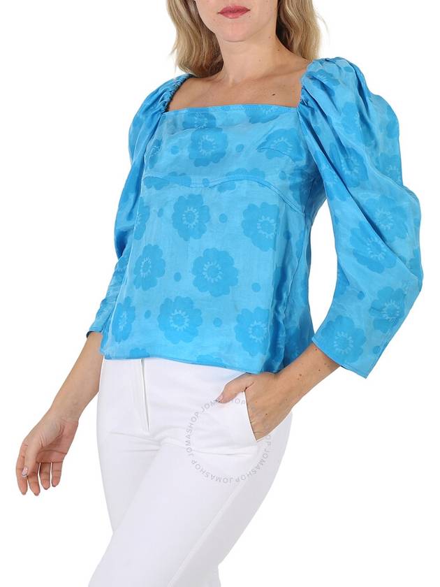 Rejina Pyo Ladies Anita Blue Floral-print Ruched Blouse, Brand Size 38 (US Size 4) - REJINA PYO - BALAAN 2