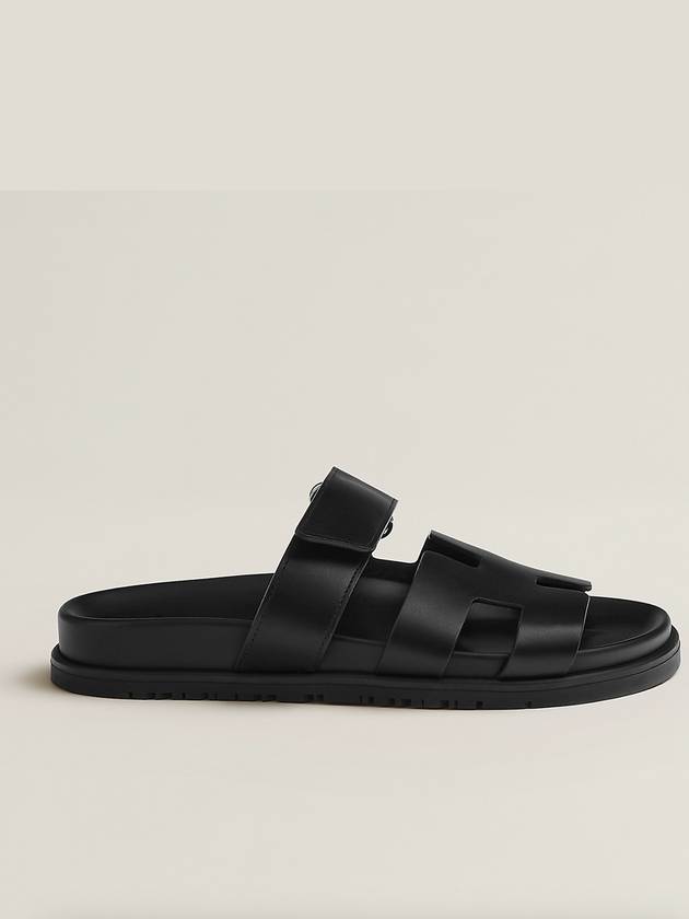 Chypre Calfskin Sandals Black - HERMES - BALAAN 3