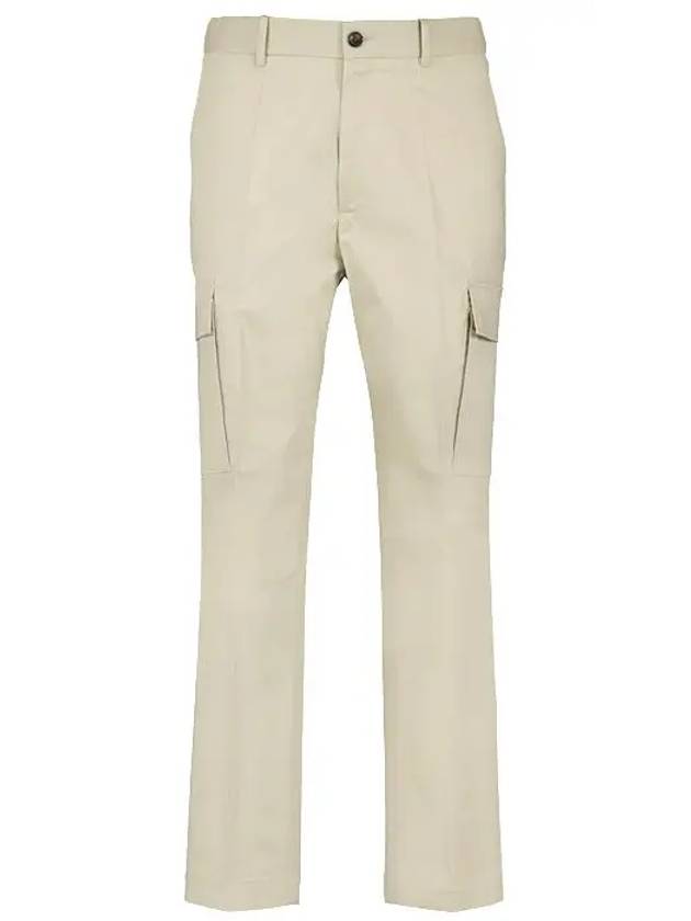 Logo patch slim cut cargo straight pants beige - MONCLER - BALAAN 2