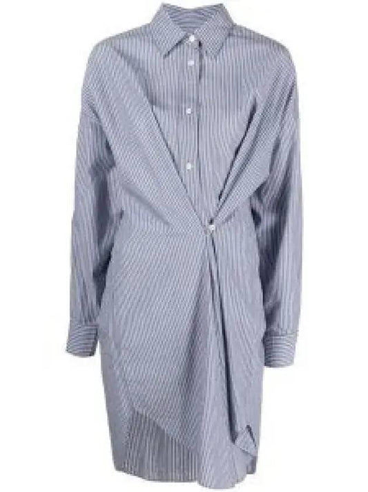 Seen Stripe Cotton Shirt Midi Dress Blue - ISABEL MARANT - BALAAN 2