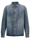 Men's Cassandre Logo Denim Long Sleeve Shirt Blue - SAINT LAURENT - BALAAN 2