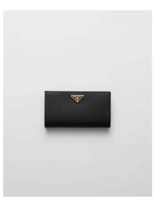 Large Saffiano Leather Long Wallet Black Gold - PRADA - BALAAN 2