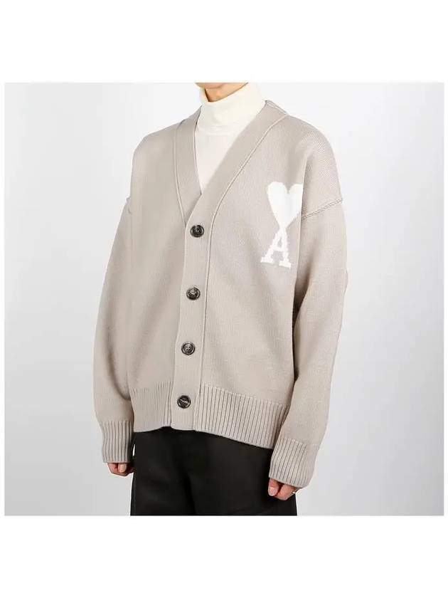 De Coeur Logo Wool Cardigan Light Beige - AMI - BALAAN 3