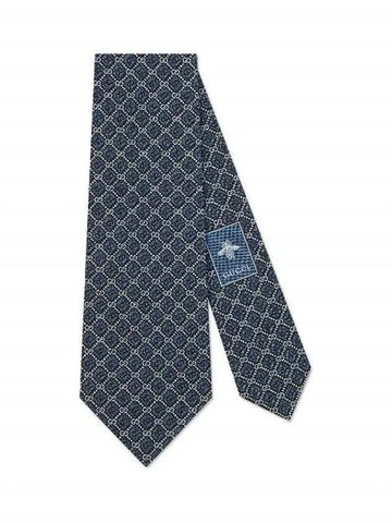 GG Rhombus Motif Silk Tie Blue - GUCCI - BALAAN 1