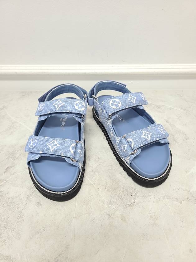 Monogram Paseo Velcro Denim Flat Sandals 37 - LOUIS VUITTON - BALAAN 2