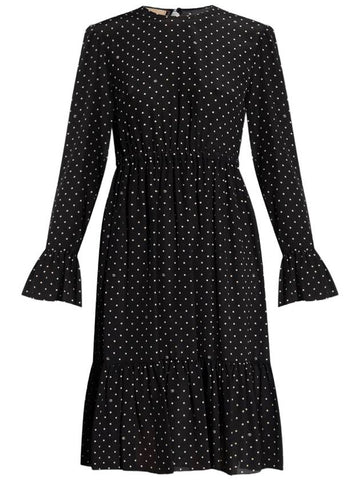 Women's Polka Dot GG Silk Midi Dress Black - GUCCI - BALAAN.